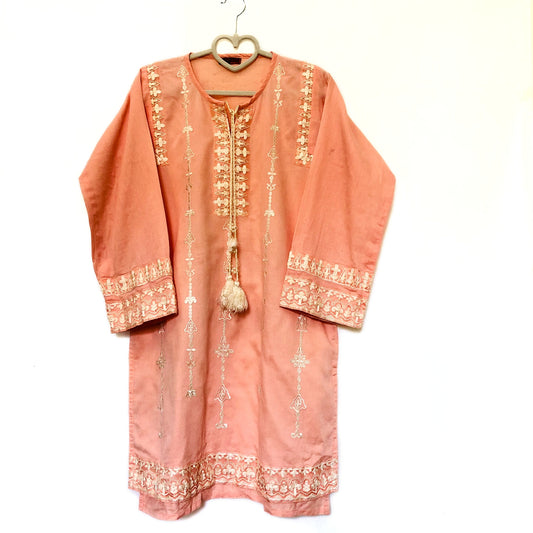 Peach-Colored Embroidered Single Shirt