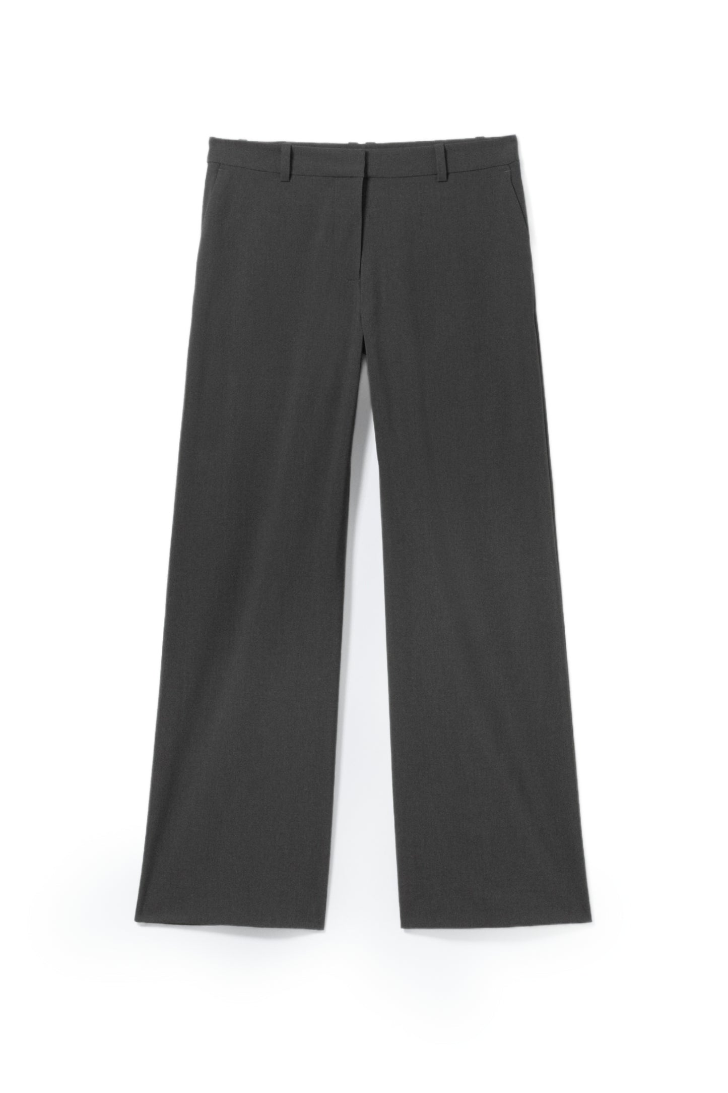 Grey Straight Wide-Leg Pants
